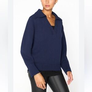 NWT BROCHU WALKER RAINER LAYERED LOOKER SWEATER NAVY SZ XS PREPPY CLASSIC CHIC